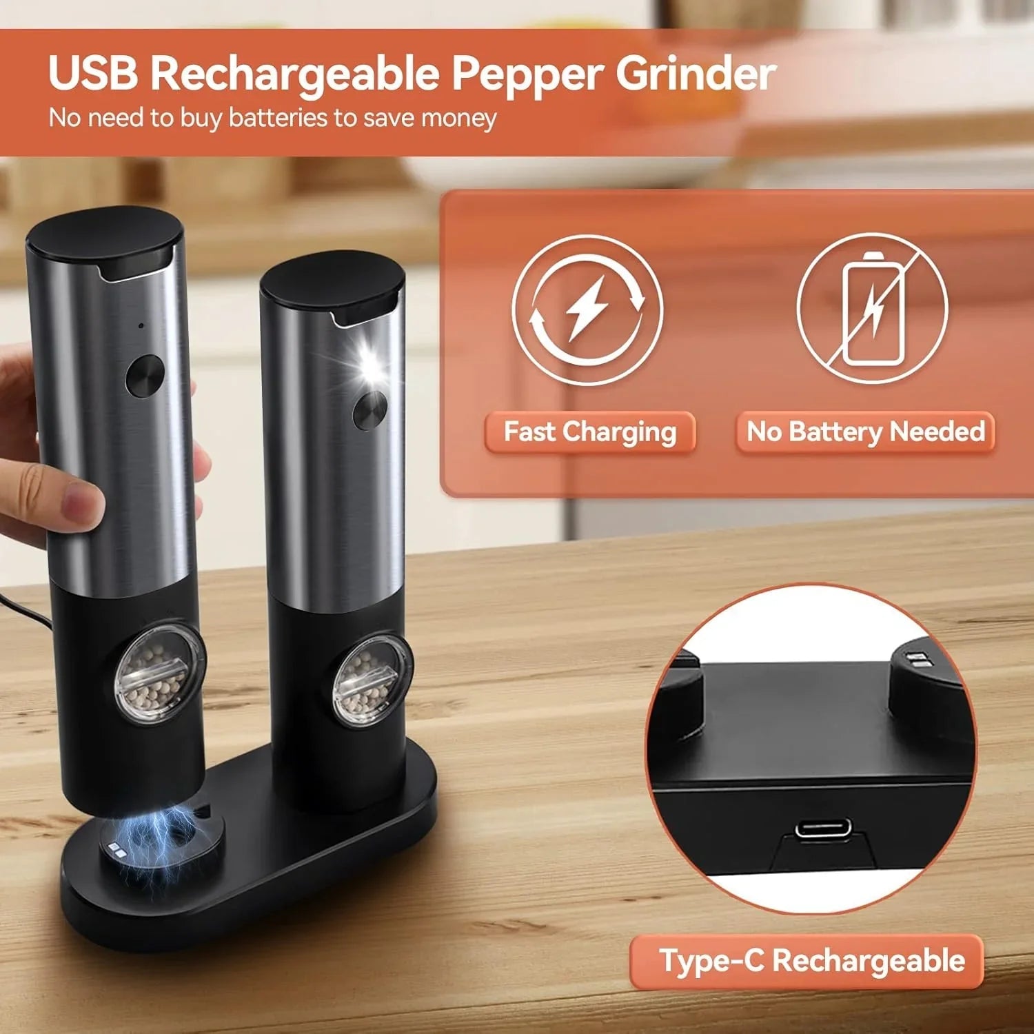 Noble Electric Salt and Pepper Mill with Battery