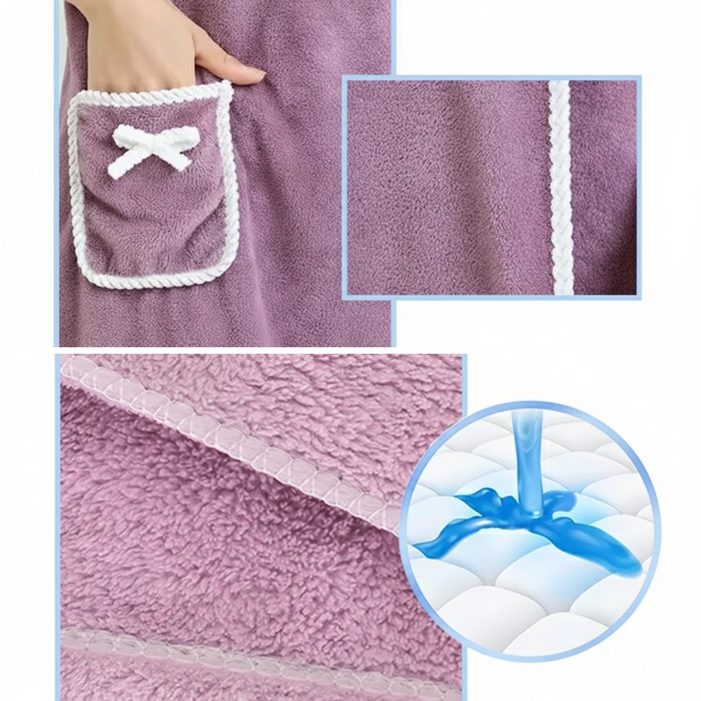 Highly Absorbent Fleece – Snap Button Fit – Soft Lightweight Comfort for Shower Gym & Travel
