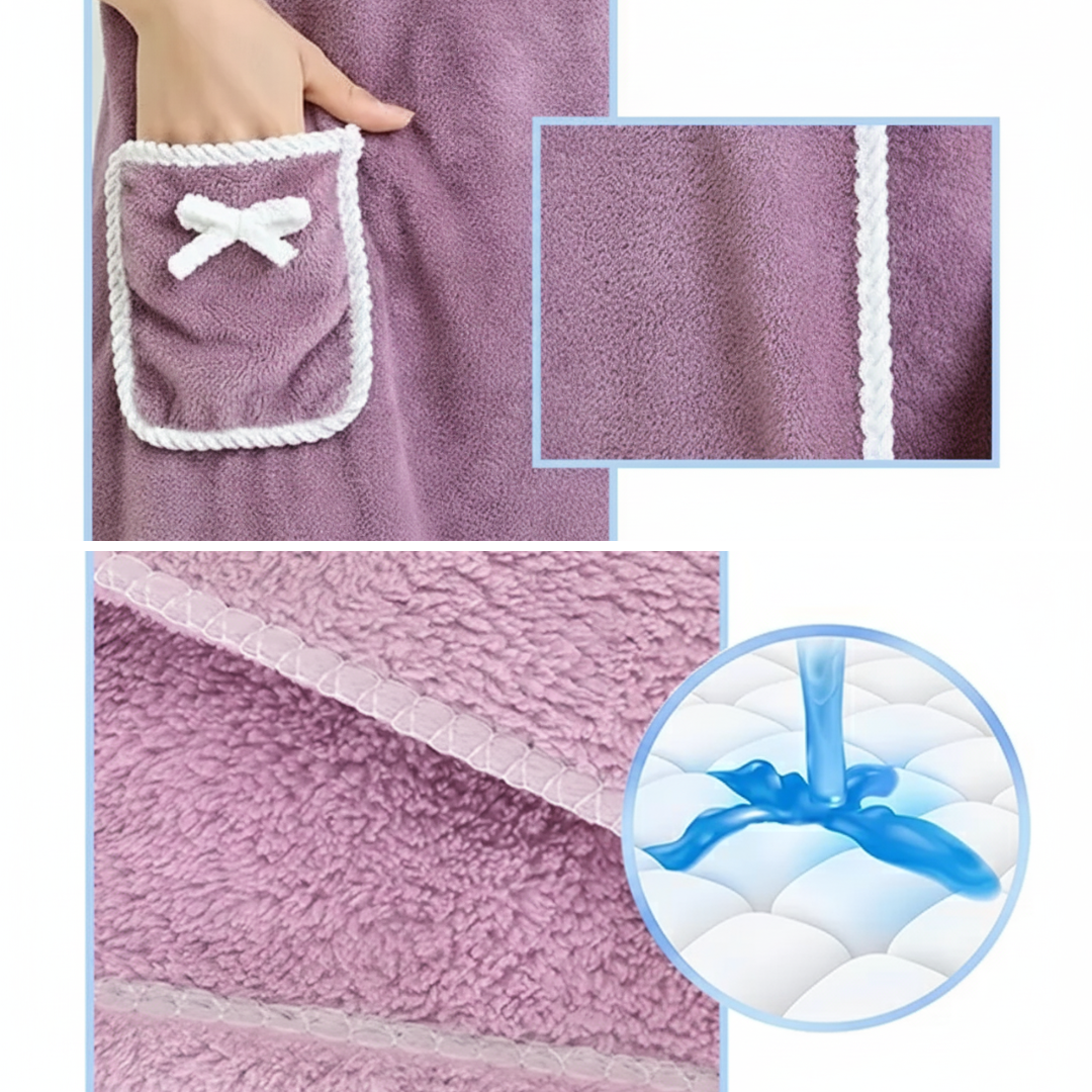 Highly Absorbent Fleece – Snap Button Fit – Soft Lightweight Comfort for Shower Gym & Travel