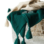 NordiWrap Knitted Wool Blanket with Tassels | Nordic Design | Cozy & Elegant | Perfect for Home