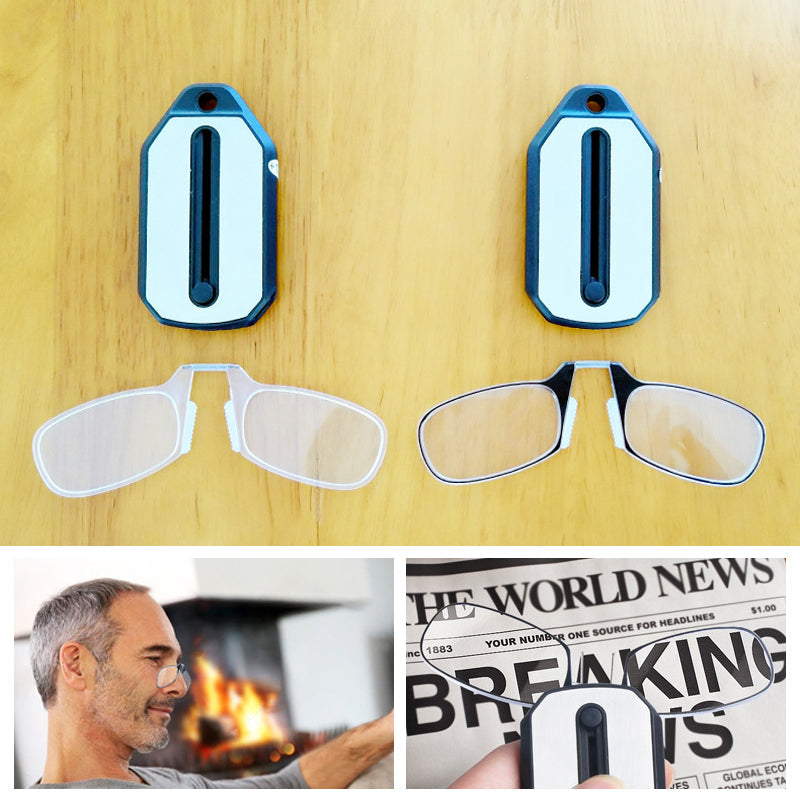 Nose clip reading glasses