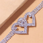 Double Love Heart Rhinestone Anklet