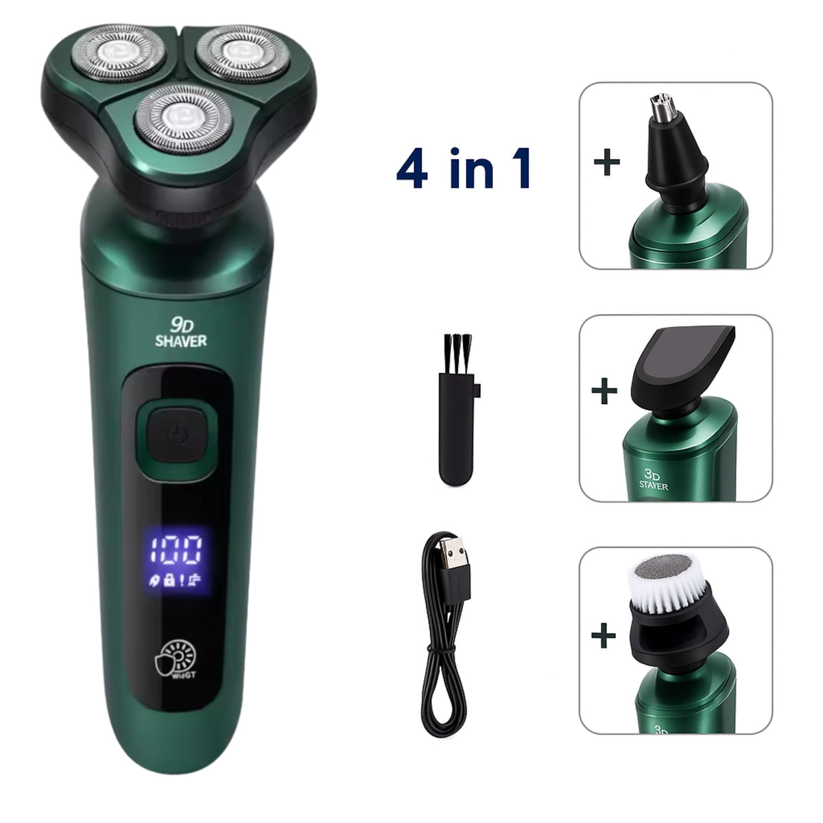 4-in-1 Grooming – Waterproof – LED Display – USB Rechargeable – Wet and Dry Shaving