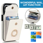 Leather Wallet Case with Ring & Lanyard for iPhone