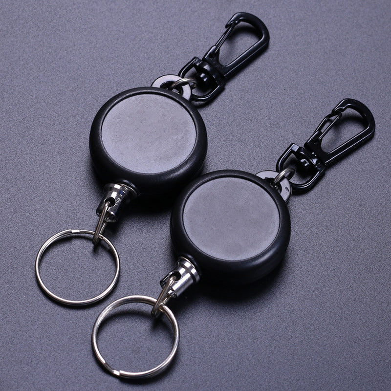 Keychain with retractable wire cable