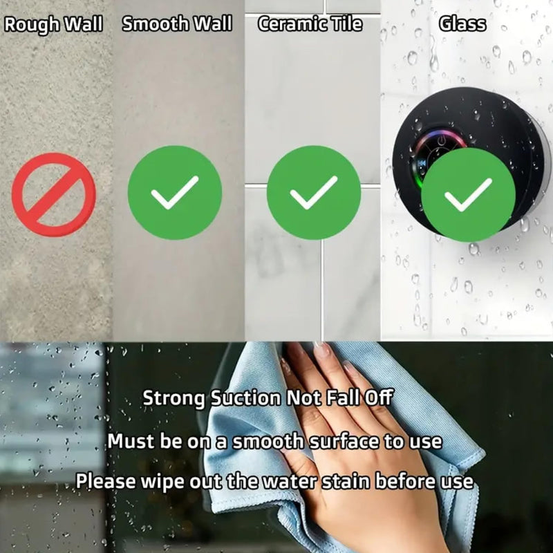 Mini Bluetooth Shower Speaker With LED Light