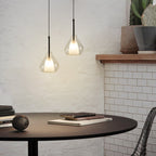 Industrial pendant light with double glass and raindrop design - Small hanging lamp for dining room and kitchen, modern minimalist design
