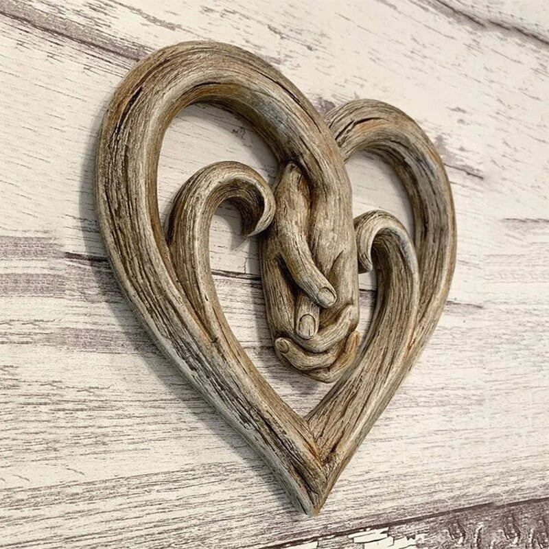 Wooden wall decoration in heart shape