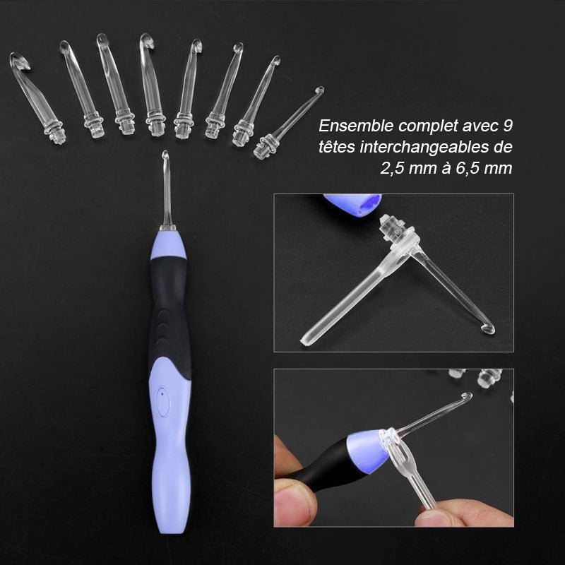 9-in-1 LED illuminated crochet system