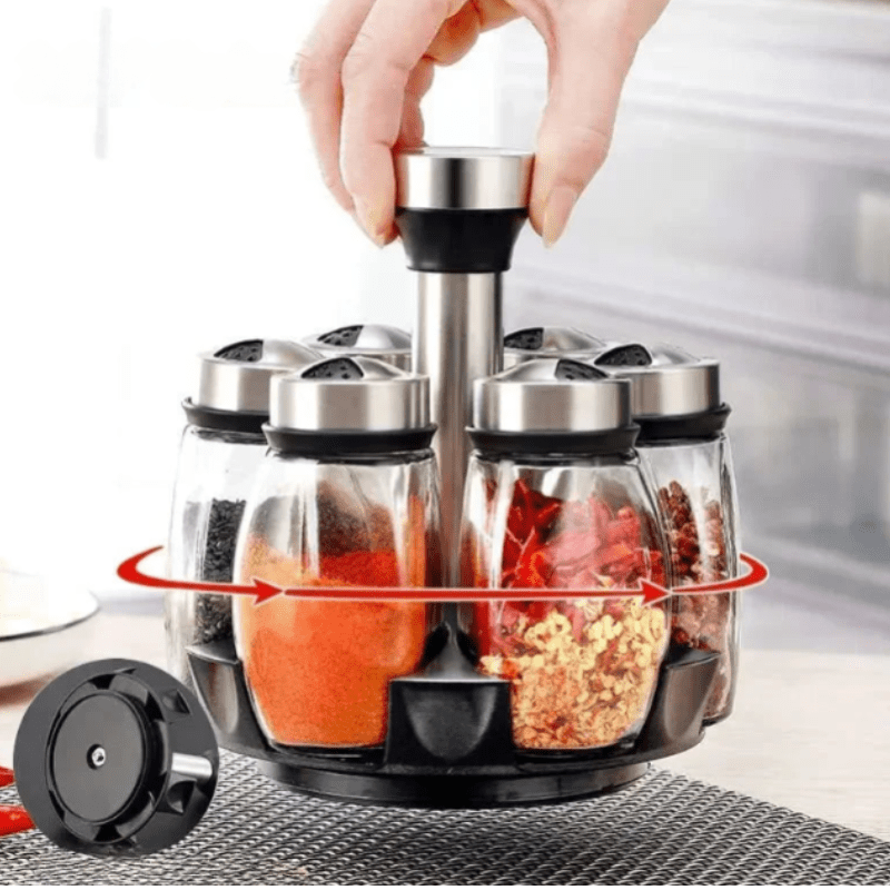 Rotating Glass Spice Storage Set