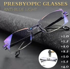 Progressive reading glasses with high hardness and anti-blue light filter for distance and near viewing
