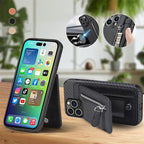 Magnetic zipper wallet case with credit card holder