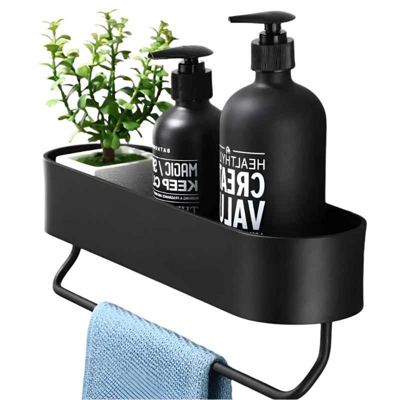 Elegant bathroom shelf with towel holder