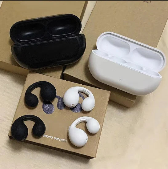 Bone conduction headphones with clip for the ear, wireless