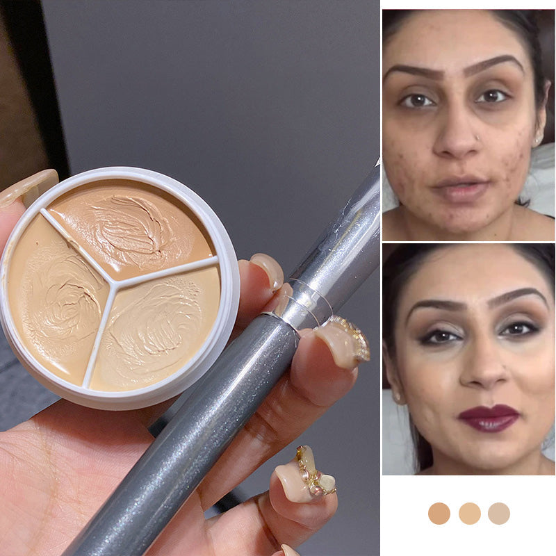 Tri-Color Concealer Palette for Acne Spots and Dark Circles