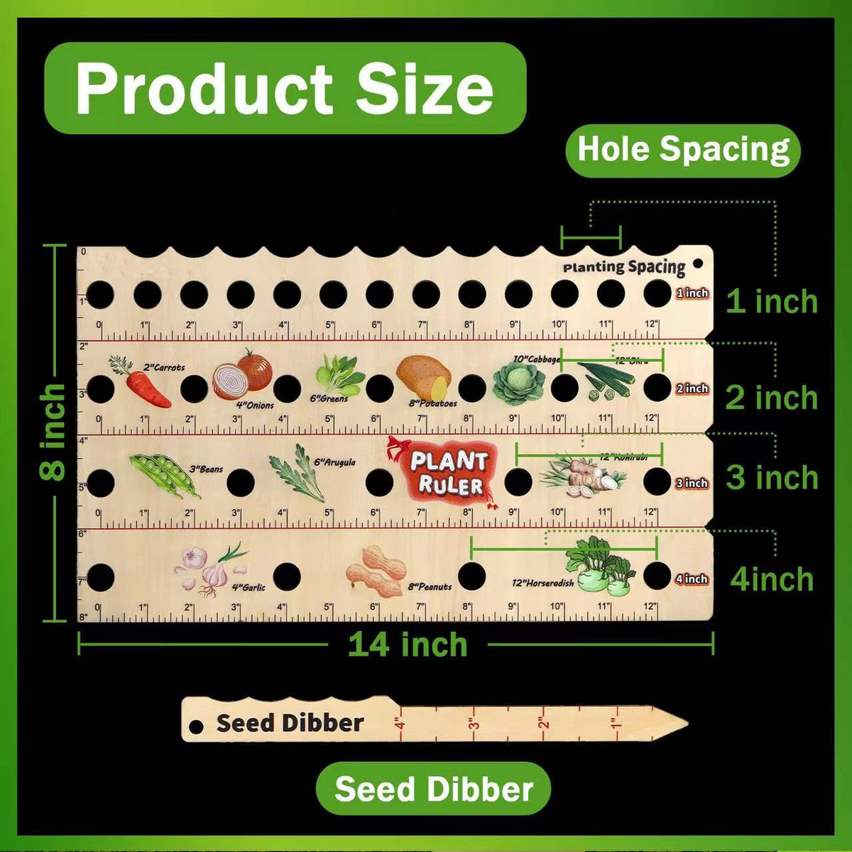 Wood Plant Ruler – Multifunctional Seed Measuring Tool for Garden