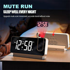 Digital Projection Alarm Clock with 180-Degree Projector