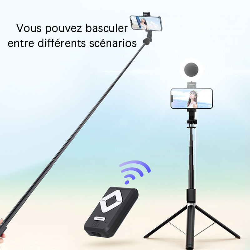 Selfie stick with LED additional light