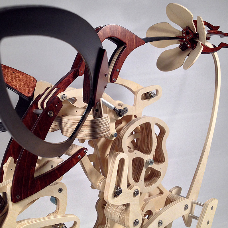 Wood artificial hummingbird sculpture