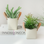 Decorative plant pots with leather handles – flower pots for home and garden