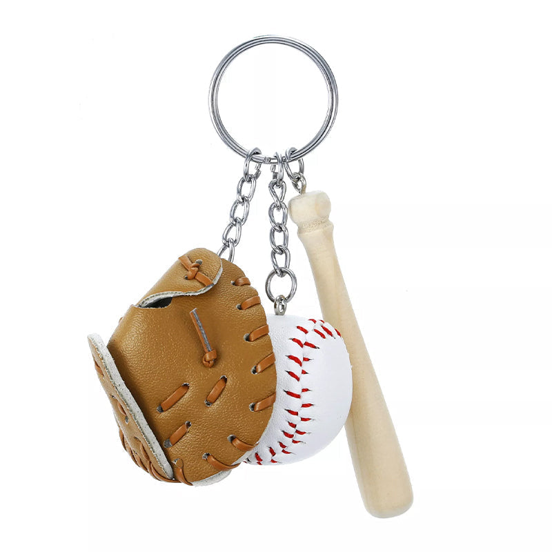 Mini Baseball Glove Set Charm Keychain