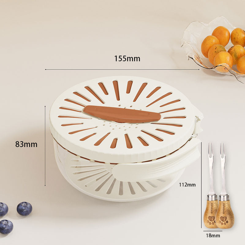 Foldable Quick-Drain Basket with Rotating Lid