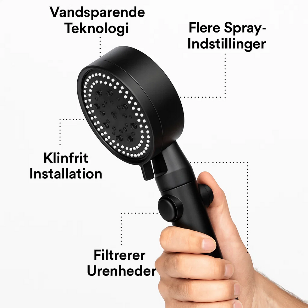 HydroFlow Spa Showerhead Water-Saving Adjustable Features