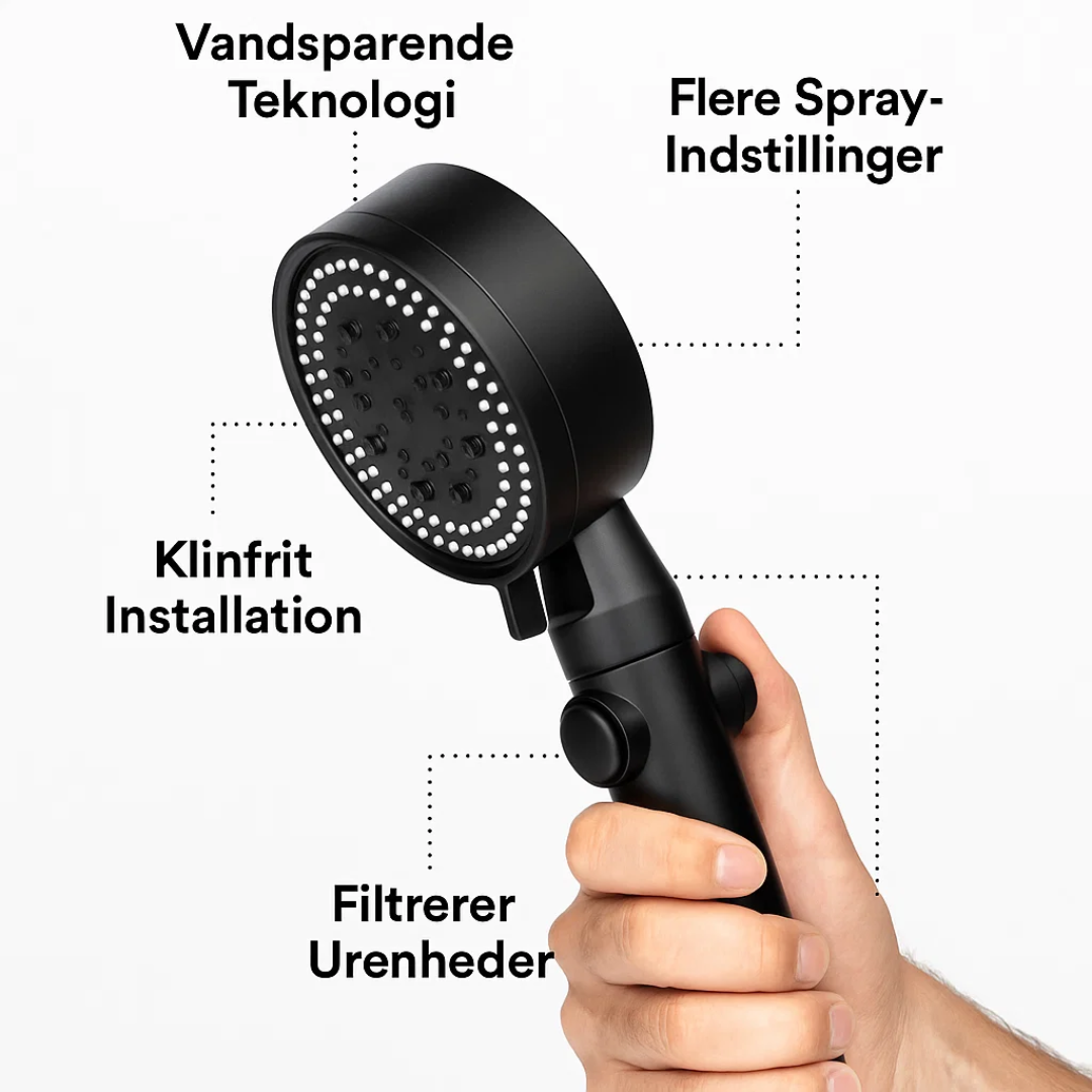 HydroFlow Spa Showerhead Water-Saving Adjustable Features