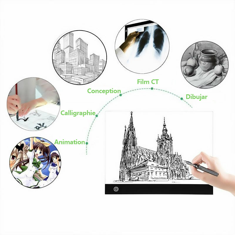 Drawing board with LED light