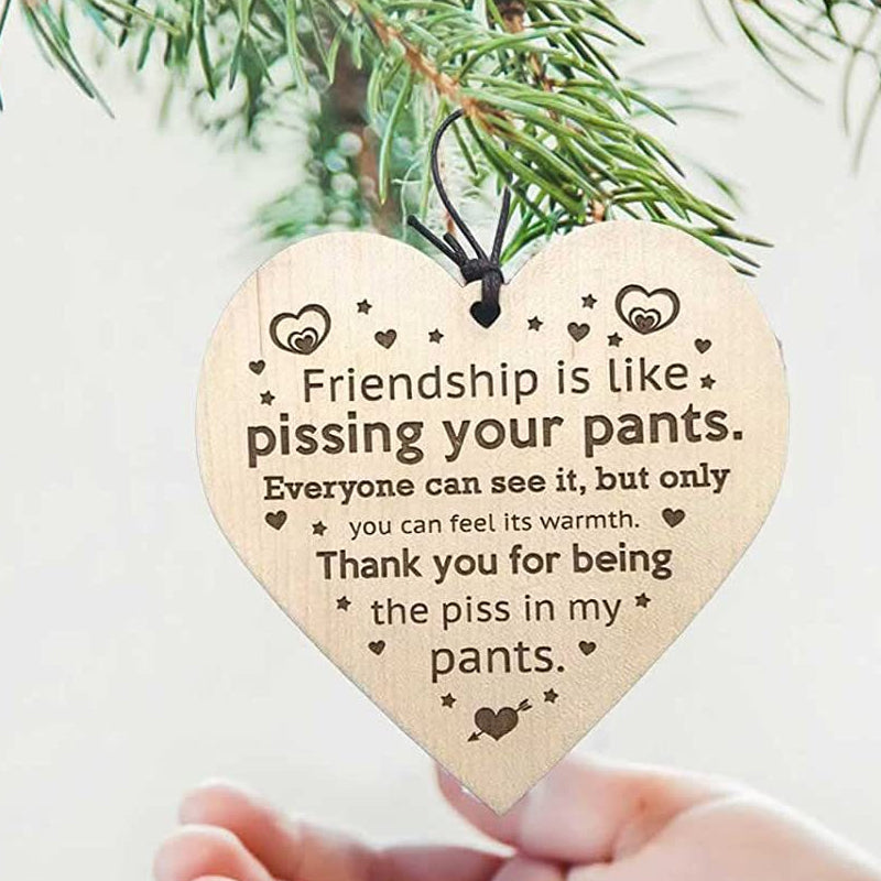 Friendship Wood Pendant Christmas Tree Decor (3 Pieces)