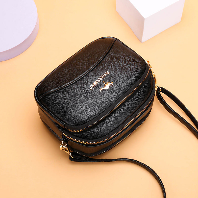 Soft Leather Multi-Pocket Shoulder Bag