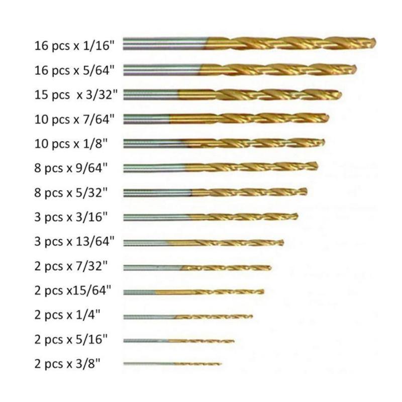 Steel titanium-coated twist drill (99 pieces)