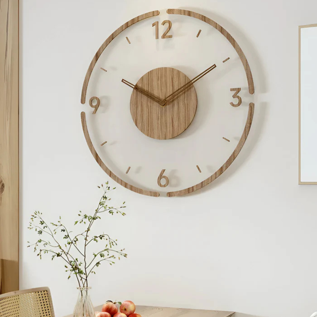 Silent Wall Clock Wood Light – Modern Clock with Acrylic Design for Living Room