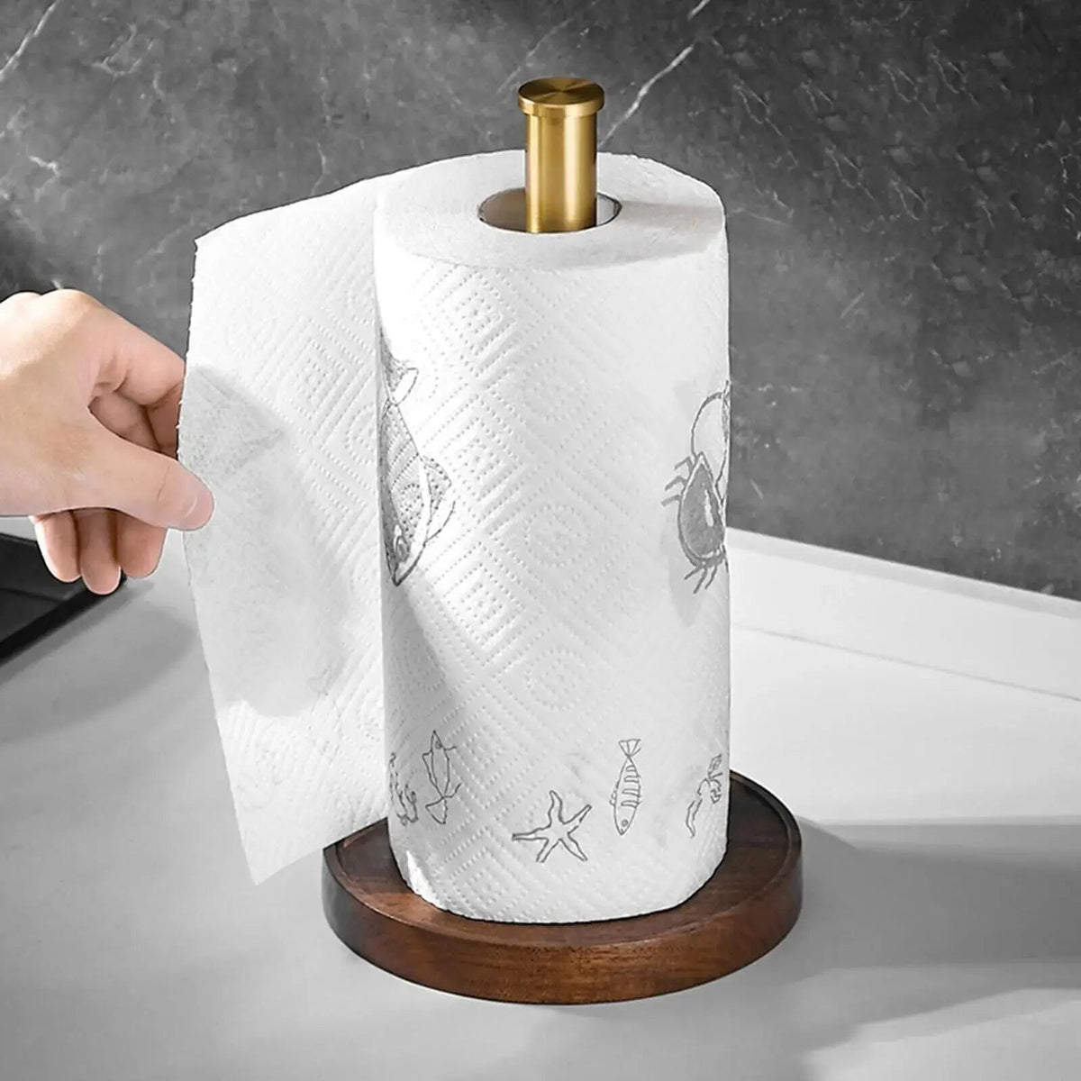 Marble paper towel holder – gold details for exceptional style