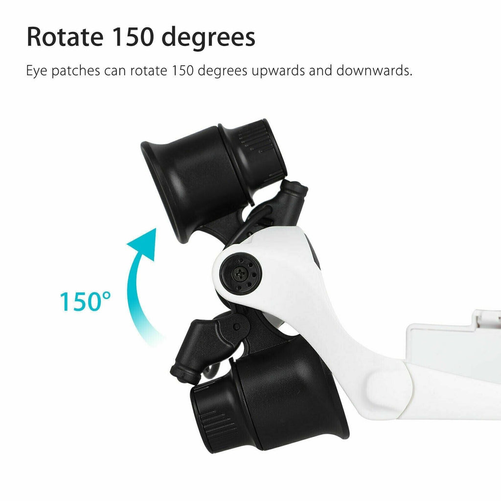 Headband Head Enlarger 8 Lenses LED Light Jeweler Glasses