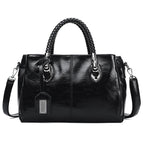 New handbags made of oil wax leather Boston, large tote bag made of soft leather