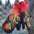 Hand warmer with Christmas flower embroidery
