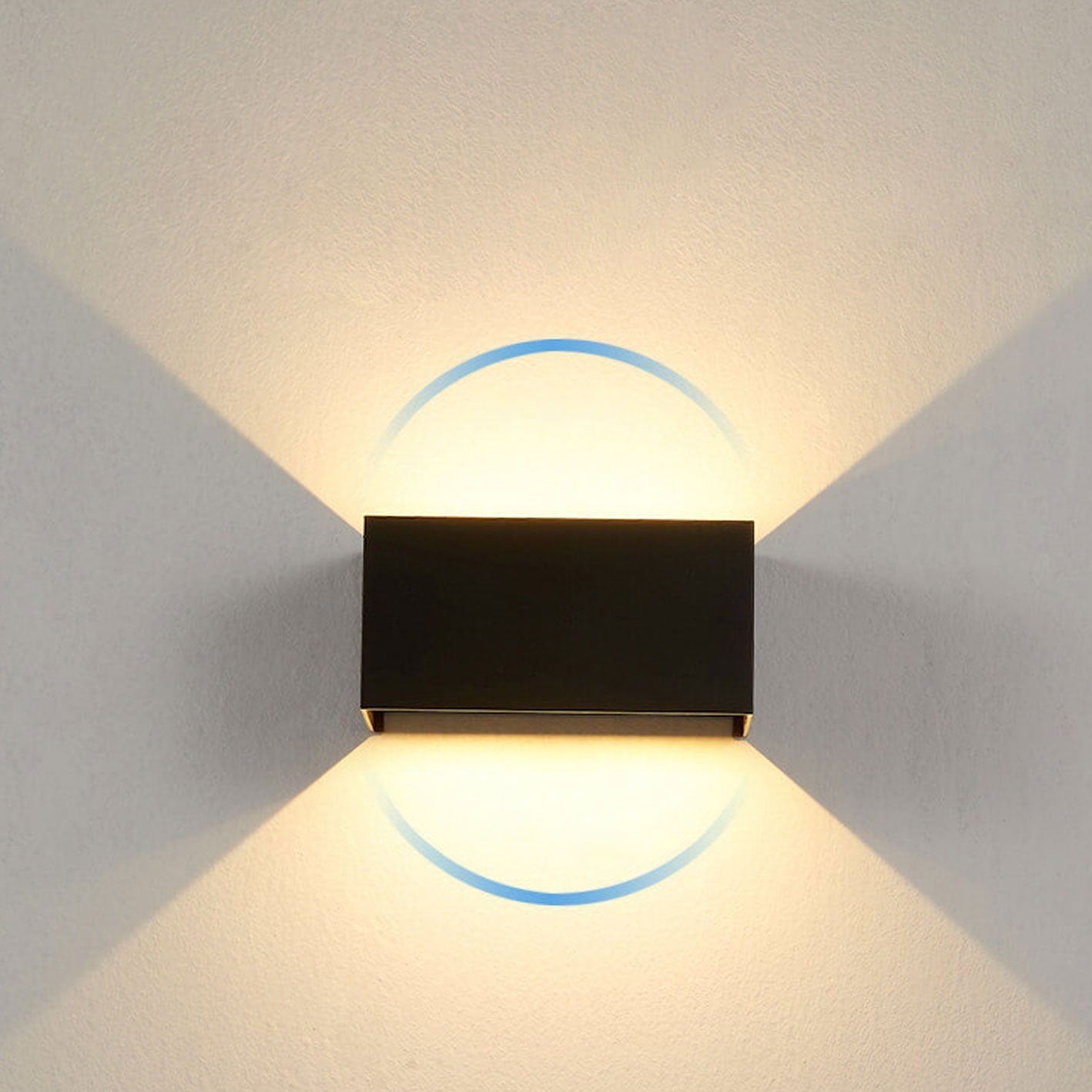 Modern waterproof rectangular LED wall light for outdoor use with up and down lighting