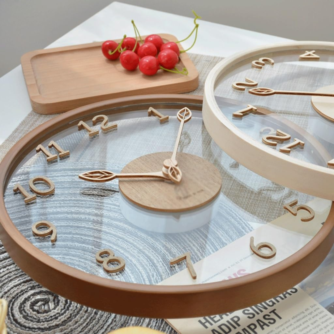 Modern Wooden Clock with Glass Front Metron