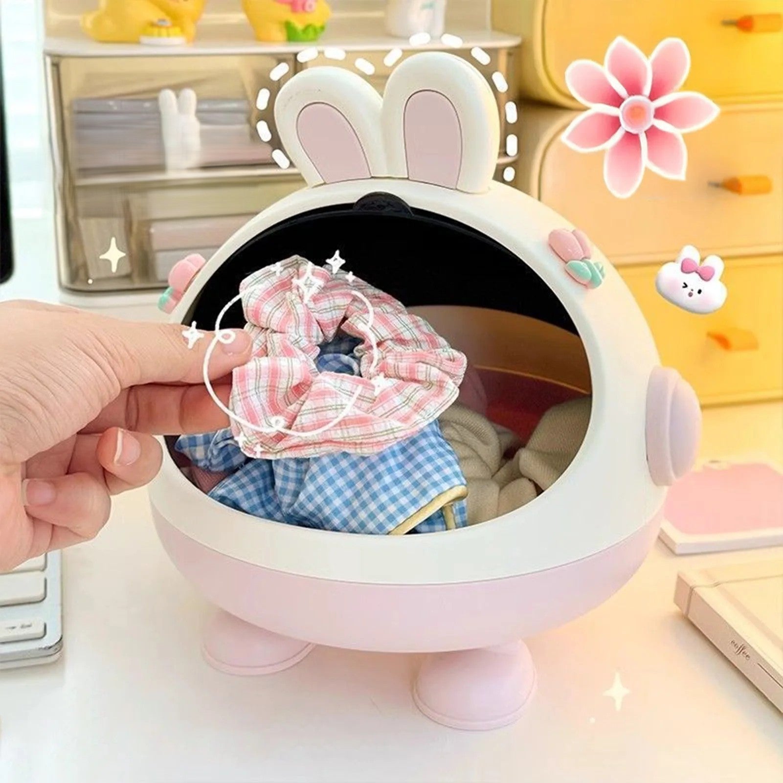 Mini Rabbit Desktop Storage Trash Bin