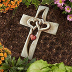 Hand-carved wooden cross - Intertwined hearts