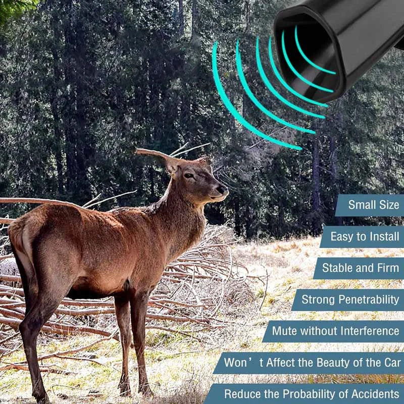 Ultrasonic deer warning signal whistle device for car