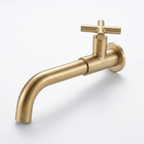 Contemporary Wall-Mounted Bathroom Faucet Cross Handles Stainless Steel Faucet