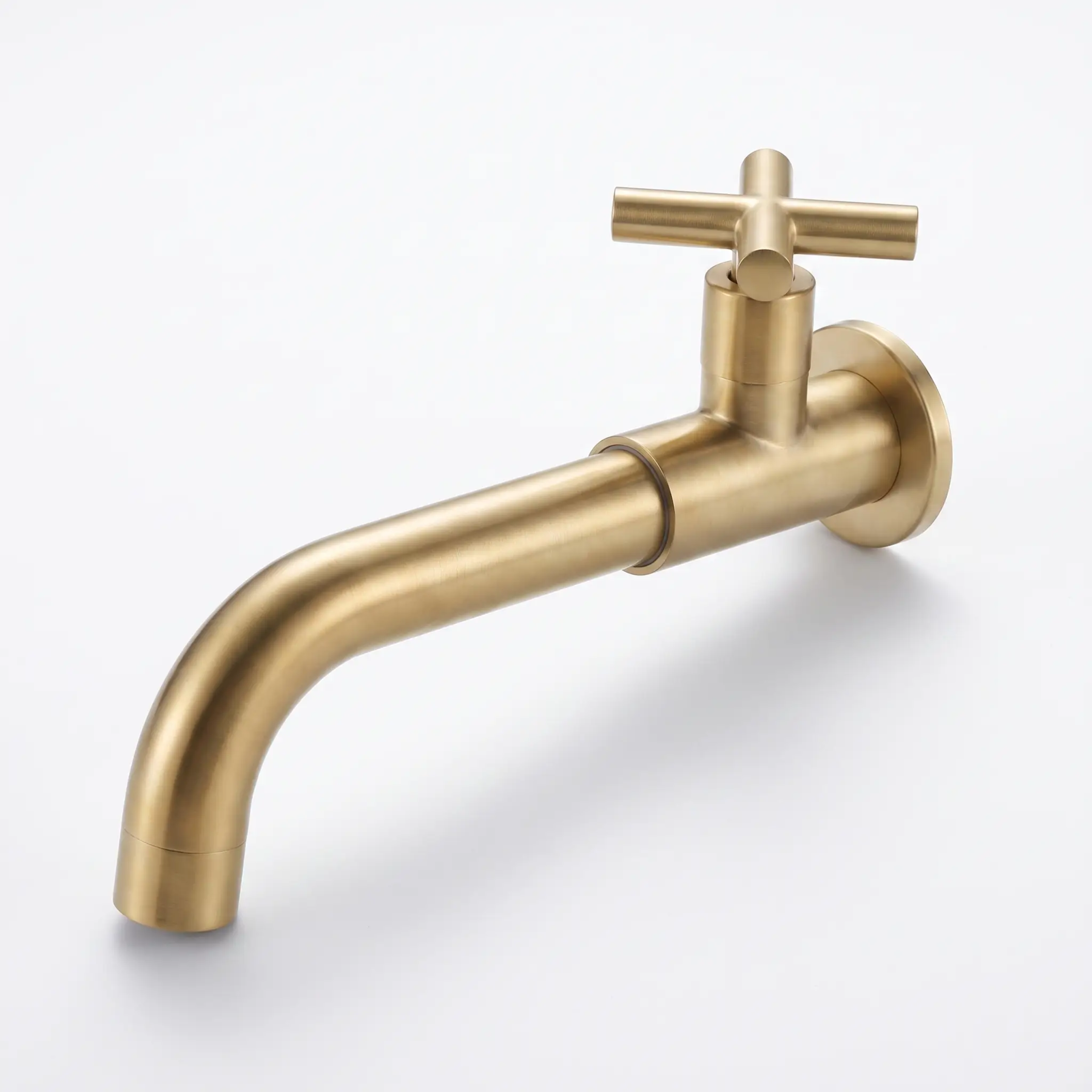 Contemporary Wall-Mounted Bathroom Faucet Cross Handles Stainless Steel Faucet