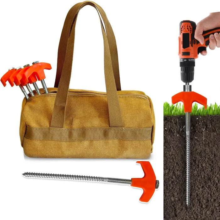 8" Screw Tent Pegs - Screwable Ground Anchors