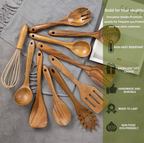 EcoWood Kitchen Utensils Set made of Wood with 10 Pieces
