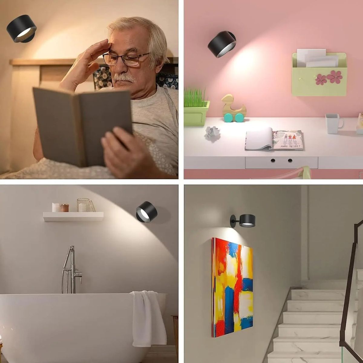 Wireless Rechargeable 360° Wall Light | Energy-Saving LED, Touch Control & Versatile for Home Lighting