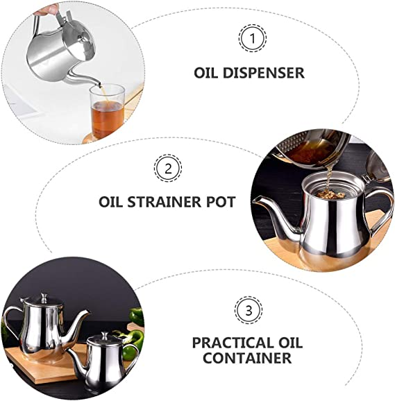 Oil filter jug in stainless steel