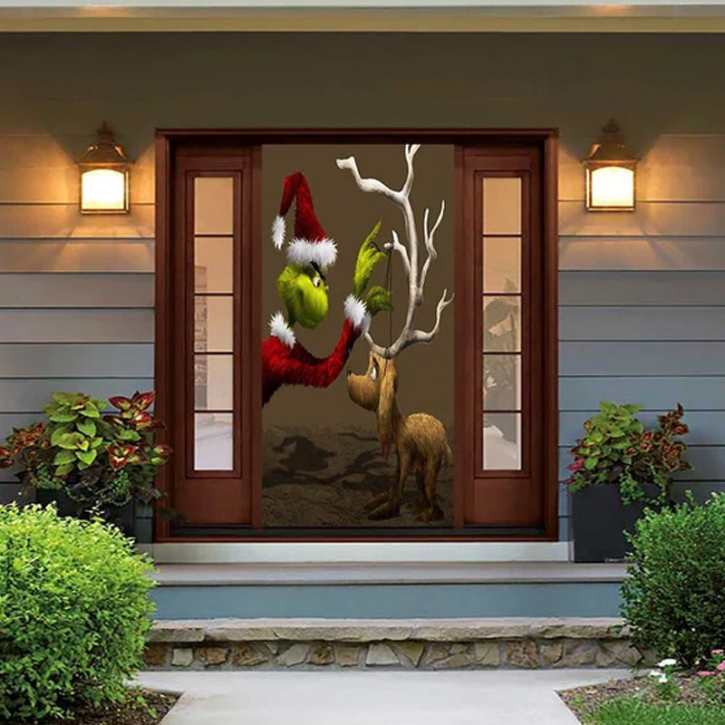 Christmas Door Decoration | Fabric Door Cover | Washable & Reusable