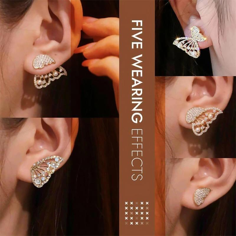 Butterfly earrings with pearls and diamonds